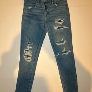 American Eagle Outfitters Ripped Blue Skinny Jeans